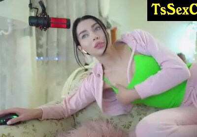 gorgeous trans babe with body art flaunts her sultry t