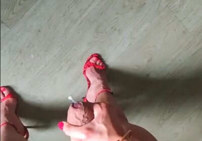 Horny standing orgasm