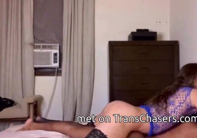 Lingeried White TGirl Fucks her Black BF