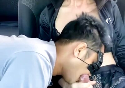 Cum in mouth in the car