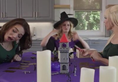 Coco Lovelock hide under the table and suck TS dick