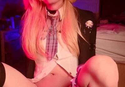 Cute Femboy Cosplaying Jerks Off and Cums