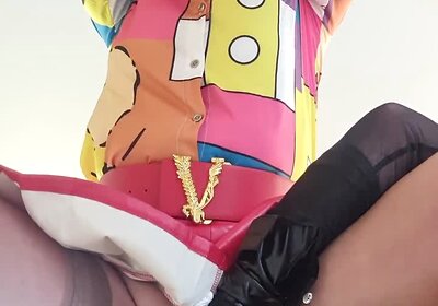 Two matures CD have fun with guy in nightie