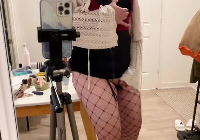 gorgeous asian femboy rides big dildo cum twice