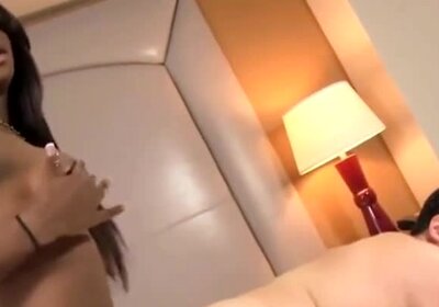 Asian guy gets fucked by a black TS