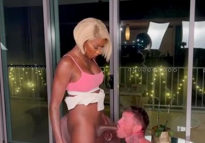 White guy gets fucked hard by ebony shemale