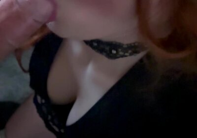 Sexy Redhead Crossdresser sucking big dick
