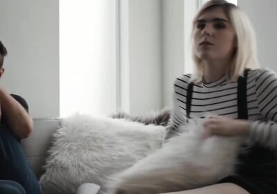 Blonde Tbabe Ella Hollywood gives footjob before ass fu