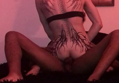 Petite goth femboy riding bbc