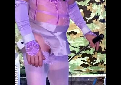 Horny Shemale with small Silicone Tits showing shes panty Ass in the Hotel