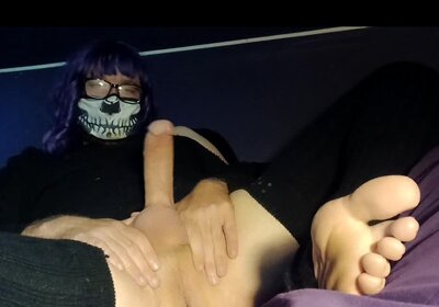 Raven LeTrap makes her big cock cum