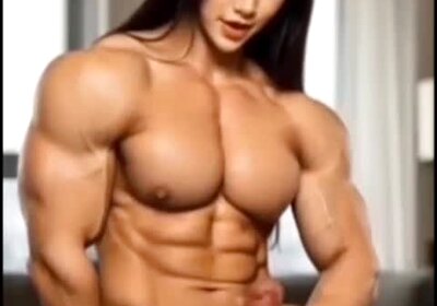 AI Muscle Girl Shemale Cumshot #4