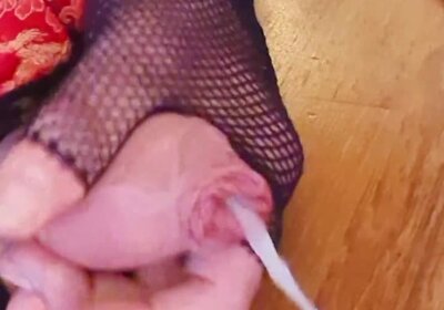 Mature crossdresser saliva and cum