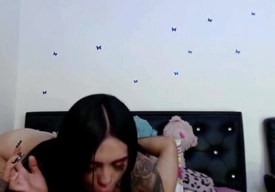 Slender tattooed tranny rides cock like a slut