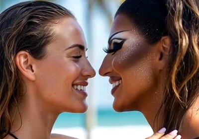 Shemale kissing lifeguard