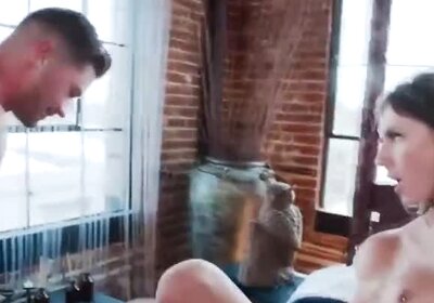 Busty babe Jade Venus gives head to a massive cock and goes bareback