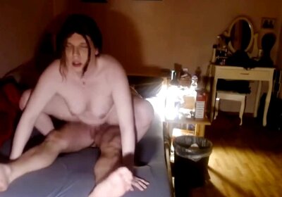 Breeding a chubby shemale ass in the bedroom