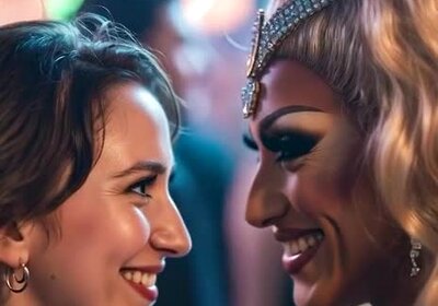 Lesbian Kisses Drag Queen At Gay Nightclub