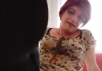 Showing suprise nylon sissy milf tranny