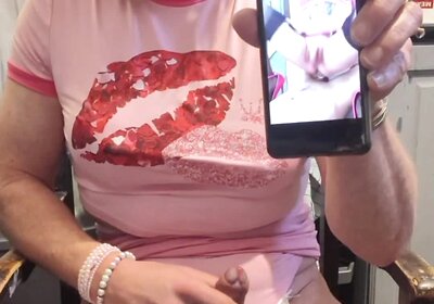 Watching porn and wanking my girl cock