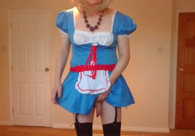 Gothic look lingerie strip in blue costume