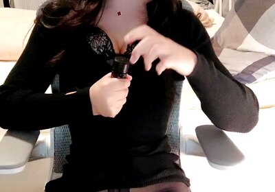 sissy Emily cum on her own stocking foot