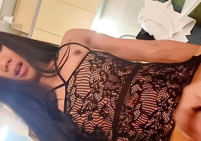 TransXgHunter - Part II Trans Big cock wearing fishnet with Monster cock and riding him