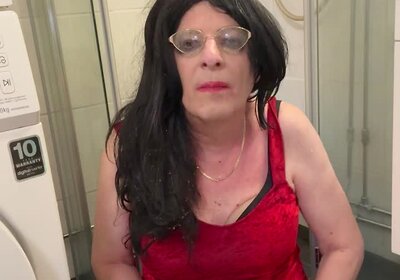 Sissy pissing over her face and mouth