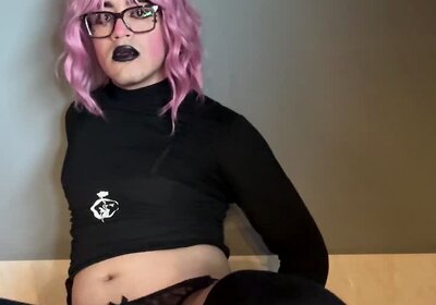 crossdresser riding her toy