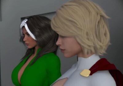 Fggb Rogue and Power Girl Futa