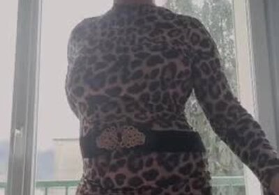 Tranny brunette  alone at home