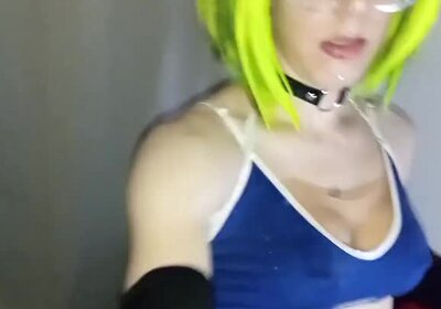 Fit trans double anal toys gaping