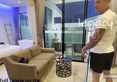 Asian Big Dick Mistress Fucks her Pool Big Ass Bottom Boy deep anal and facefuck him